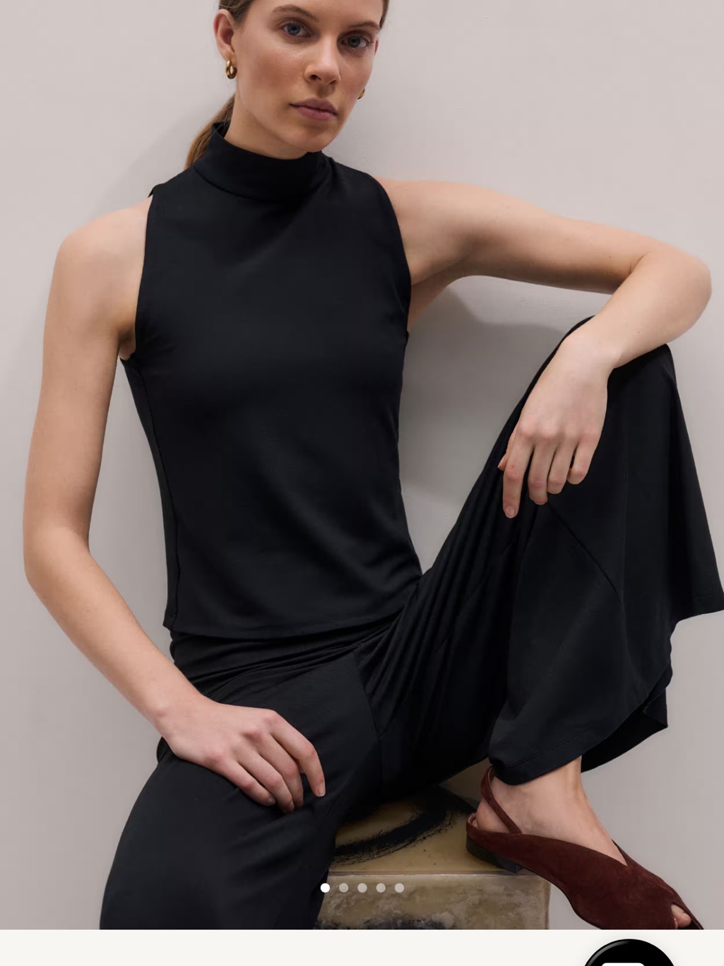 Me+Em Black Ribbed Mock Neck Top